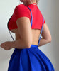 Ellolace Cosplay Sexy Lingerie Outfits Tight Crop Top Showing Half Ball Pleated Skirt with Shoulder Straps Thongs 3-Piece