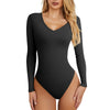 Women'S Sexy Knitted Underwear Crew Neck Long Sleeve Leggings Bodysuit Top