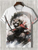 Samurai Cat Graphic T-Shirt – Japanese Style 3D Print Men's Tee by FitiqueFit