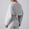Women Sports Crop Top Long Sleeve T-Shirts Yoga Loose Tops Gym Clothing Fitness Running Yoga Shirts Workout Clothes