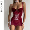 Ellolace Valentine Dress Velvet Feather Slip Sleepwear Bunny Rabbit Ears Headband Lace Lingerie Call Of The Night Adult Doll