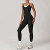 Sporty Jumpsuits Black Women Backless Fashion O-Neck