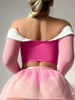 Ellolace Princess Lingerie 5-Piece Off Shoulder Corset Top Fairy Tulle Garter Matching Outfits Long Sleeve Onlyfans Exotic Sets