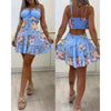 Women's Floral Spaghetti Strap Mini Dress – Cold Shoulder Ruched by FitiqueFit