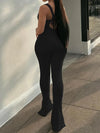 IAMSURE Sporty Activewear Slim Backless Jumpsuits Basic Solid Sleeveless