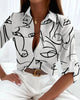 Women’s Stripe Print Long-Sleeve Blouse by FitiqueFit