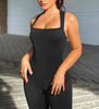 Sleeveless Square Collar High Waist Hip Lift Slim Sexy Sports Jumpsuit Women's One-piece Set