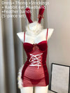 Ellolace Valentine Dress Velvet Feather Slip Sleepwear Bunny Rabbit Ears Headband Lace Lingerie Call Of The Night Adult Doll