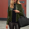 Women’s Slim Fit Faux Leather Moto Jacket by FitiqueFit