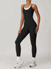 Sporty Jumpsuits Black Women Backless Fashion O-Neck