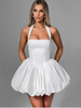 Women’s Pink Corset Puffball-Hem Mini Dress by FitiqueFit