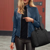 Women’s Slim Fit Faux Leather Moto Jacket by FitiqueFit