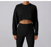 Women Sports Crop Top Long Sleeve T-Shirts Yoga Loose Tops Gym Clothing Fitness Running Yoga Shirts Workout Clothes
