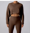Women Sports Crop Top Long Sleeve T-Shirts Yoga Loose Tops Gym Clothing Fitness Running Yoga Shirts Workout Clothes