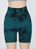 Women's Tie Dye Ruched High Waist Sports Shorts