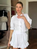 Women's Ruffled Linen-Blend Cropped Blouse & Shorts Set by FitiqueFit