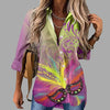 🎭 Mardi Gras Women's V-Neck Long Sleeve Carnival Print Shirt by FitiqueFit