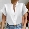🧡 Summer Women's Satin V-Neck Short Sleeve Shirt – Elegant Casual Wear by FitiqueFit