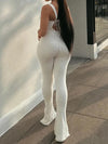 IAMSURE Sporty Activewear Slim Backless Jumpsuits Basic Solid Sleeveless
