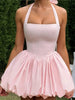 Women’s Pink Corset Puffball-Hem Mini Dress by FitiqueFit
