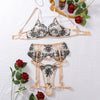Ellolace Sexy Lingеrie Set Floral Attractive Chest Suspenders Bra Set Champagne Brazilian Underwear Fancy Hot Intimate