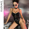 Ellolace Erotic Bodysuit With Halter Chain Fitness Sexy Porn See Through Teddy High Leg Body Suit Lace Sissy Hot Sensual Tights