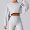 Women Sports Crop Top Long Sleeve T-Shirts Yoga Loose Tops Gym Clothing Fitness Running Yoga Shirts Workout Clothes