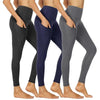 3-Pack High-Waisted Cropped Yoga Pants with Slanted Pockets by FitiqueFit