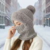 Winter Lined Knit Hat with Earflap & Hooded Neck Gaiter by FitiqueFit