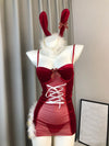 Ellolace Valentine Dress Velvet Feather Slip Sleepwear Bunny Rabbit Ears Headband Lace Lingerie Call Of The Night Adult Doll
