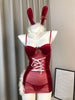 Ellolace Valentine Dress Velvet Feather Slip Sleepwear Bunny Rabbit Ears Headband Lace Lingerie Call Of The Night Adult Doll