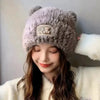 Letter Bear Ears Knitted Woolen Hat – Cute Cat-Ears Beanie for Women by FitiqueFit