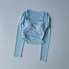 Yoga Clothes Women Sports Tops Fixed Chest Pads Mesh Splicing Slimming Long Sleeves Fashionable Running Training
