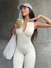Sports Women's Jumpsuit Sleeveless Solid Slim Backless Zipper Open Back High Elastic Long Pants Jumpsuits Casual Jumpsuits