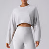 Women Sports Crop Top Long Sleeve T-Shirts Yoga Loose Tops Gym Clothing Fitness Running Yoga Shirts Workout Clothes