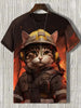 Samurai Cat Graphic T-Shirt – Japanese Style 3D Print Men's Tee by FitiqueFit