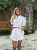 Women's Ruffled Linen-Blend Cropped Blouse & Shorts Set by FitiqueFit