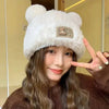 Letter Bear Ears Knitted Woolen Hat – Cute Cat-Ears Beanie for Women by FitiqueFit