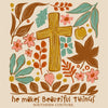He Makes All Things Beautiful Fall Floral Leaves and Cross on Natural Southern Couture Classic Long Sleeve Tee by DoodleBug's