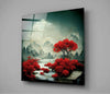 Red Forest Glass Wall Art || Designer Collection by Insigneart USA