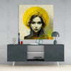 Yellow Hat Glass Wall Art || Designer Collection by Insigneart USA