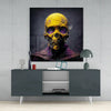 Yellow Mask Glass Wall Art || Designer Collection by Insigneart USA
