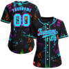 Custom Colorful Graffiti Pattern Aqua Authentic Baseball Jersey