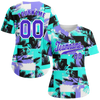 Custom Aqua Graffiti Pattern Blue Authentic Baseball Jersey