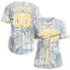 Custom Grey Graffiti Pattern Yellow Authentic Baseball Jersey