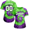 Custom Green Purple Tie Dye White Authentic Baseball Jersey BSBJ0a-bc0fbfe