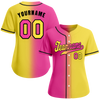 Custom Pink Yellow Gradient Fashion Yellow Authentic Baseball Jersey