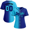 Custom Aqua Blue Gradient Fashion Blue Authentic Baseball Jersey