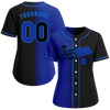 Custom Blue Black Gradient Fashion Black Authentic Baseball Jersey