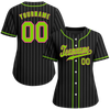 Custom Black Stripe Fashion Green Authentic Baseball Jersey